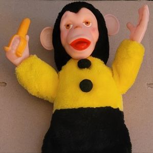 Vintage Mr. Bi. Zippy Zip Monkey with Banana Stuffed Plush Animal- Howdy Doody